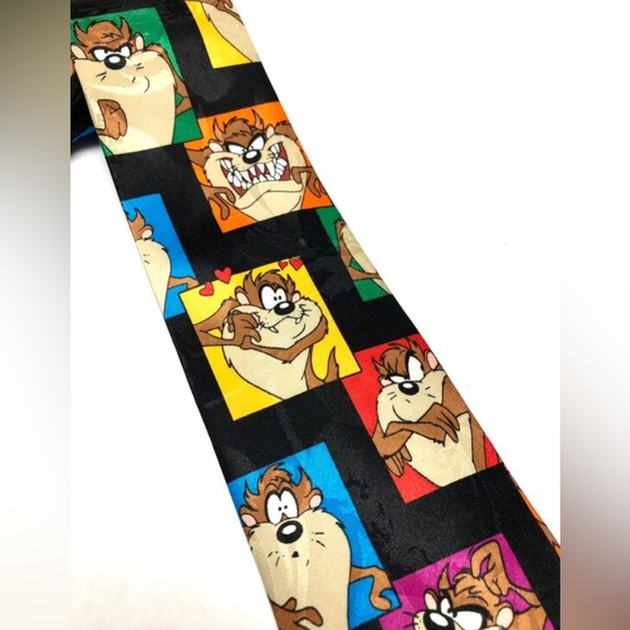 Vintage Necktie Looney Tunes Necktie Tazmanian Devil Neck Tie 1993 - Picture 3 of 6